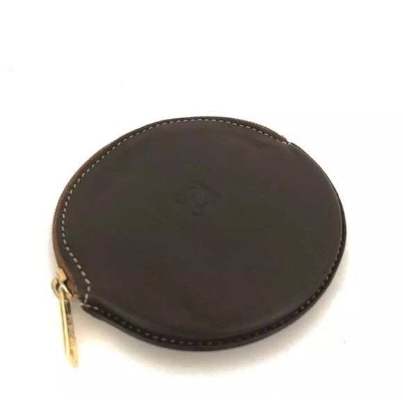 LOEWE Anagram Leather Round Coin Purse Wallet Brown - Picture 3 of 8